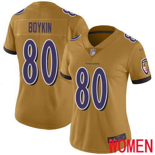 Baltimore Ravens Limited Gold Women Miles Boykin Jersey NFL Football #80 Inverted Legend->baltimore ravens->NFL Jersey